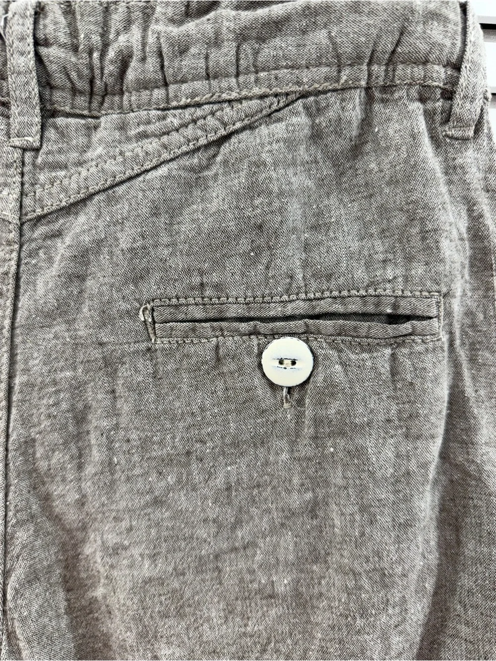 Zara boys size 7-8 Casual Drawstring Linen-cotton Blend Shorts - tan and white